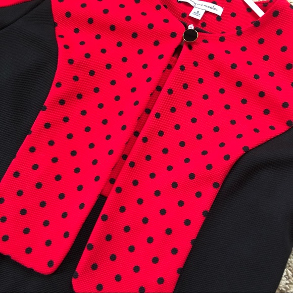 Danny & Nicole 2pc Red & Black Polka Dot Jacket Dress Set Size 8 - Picture 4 of 14